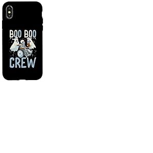 Boo Boo Crew Ghost Doctor Ambulancier Ambulancier Infirmière EMT Halloween Coque pour iPhone X/XS