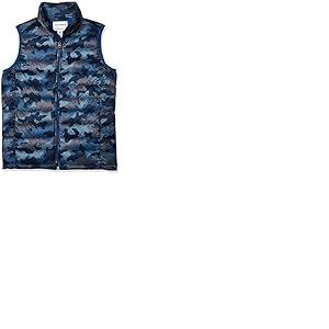 Amazon Essentials Gilet Matelassé Léger à Capuche, Imperméable Garçon, Bleu Camouflage, 8 ans