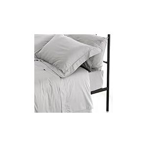 Catherine Lansfield Sateen Ice Grey - Ensemble Drap Plat + 2 taies d'oreiller + Drap Housse 260 x 280 + 50 x 110 (2) + 180 x 200 cm