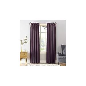 Sun Zero Barrow Lot de 2 Rideaux &agrave; &eacute;conomie d'&eacute;nergie avec Passe-Tringle, 137,2 x 241,3 cm, Prune