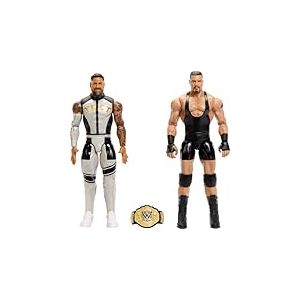 Mattel Mattel WWE Coffret Main Event Showdown Bron Breakker vs. Jey USO, avec 2 Figurines articulées de 15 cm à Collectionner et Accessoire, série 25, JHJ57