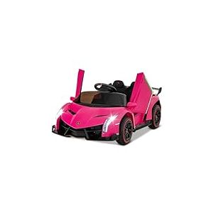 FANTASK Lamborghini - Voiture électrique pour Enfants à partir de 3 Ans - avec télécommande 2,4 G, Phare LED, klaxon et Musique - 3 à 6 km/h - Rose
