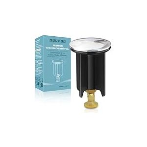 SURFOU Bouchon Lavabo Universel 40mm, Bouchon Évier en Laiton Chromé, Couvercle Lavabo, Bouchon Réglable en Hauteur, Bonde de Baignoire Antirouille et Étanche, Contre Les Mauvaises Odeurs, Noir