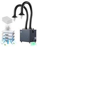 VEVOR Extracteur de Fum&eacute;e de Soudure, 275 W, Absorbeur de Fum&eacute;e de Soudage sans Balais 2 Tuyaux, Aspiration 380 m&sup3;/h, avec Filtre &agrave; 4 &Eacute;tages 10 Vitesses, pour Soudure, Gravure Laser, Bricolage Soudage