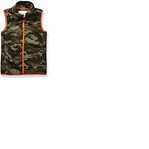 Amazon Essentials Gilet en Molleton Polaire Gar&ccedil;on, Vert Fonc&eacute; Orange Camouflage, 8 Ans