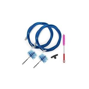 BARETTO Kit de Nettoyage pour po&ecirc;le &agrave; granul&eacute;s, rallonge de 6 m&egrave;tres pour Nettoyage des tuyaux de chemin&eacute;e avec courbure &agrave; 90&deg;, Brosse Polyvalente, poign&eacute;e et 2 brosses Flex en Nylon de 80 mm et 100