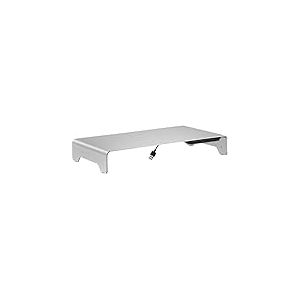 mywall HT46L Support de Moniteur en Aluminium avec Coussinets en Silicone antidérapants, rehausseur de Moniteur avec 4 Ports USB 2.0, Support d'écran pour écrans et Ordinateurs Portables de 11 à 32