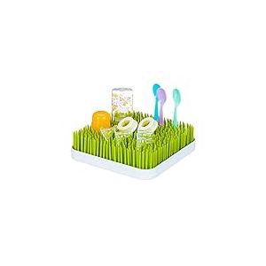 Relaxdays Litte Choice Sèche-biberons égoutte-biberons Gazon Herbe Verte, Plastique, 23 x 23 cm, Vert/Blanc