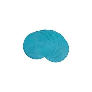 DII Lot de 6 Sets de Table Classiques tiss&eacute;s pour int&eacute;rieur/ext&eacute;rieur, Rond, 38,1 cm de diam&egrave;tre, Turquoise, 6 pi&egrave;ces