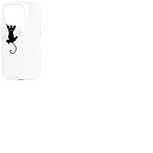 Un chat noir griffant au mur avec ses griffes Coque pour iPhone 15 Pro