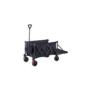 YEAUPE PRO Chariot de Plage Pliable 200-300L 150kg, Chariot de Transport Tout-Terrain avec Poignée Réglable, pour Camping, Plage, Pêche et Courses, Charrette de Plage avec L’Espace Extensible, Noir