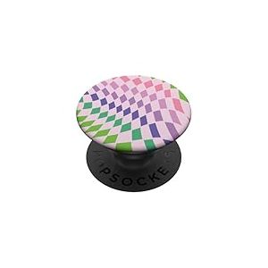 PopSockets Poign&eacute;e de t&eacute;l&eacute;phone Motif Damier ondul&eacute; Lavande PopSockets PopGrip Adh&eacute;sif