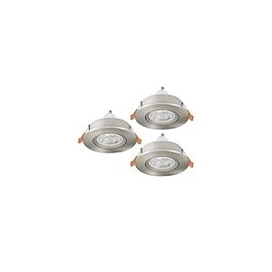 Eglo jeu de 3 spots LED encastr&eacute;s Barranco, lampes &agrave; encastrer orientables, luminaires encastrables ronds, &eacute;clairage de plafond en plastique argent&eacute;, blanc neutre, ampoules GU10