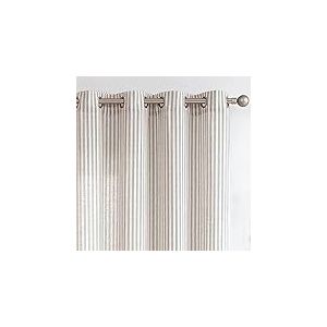 COLLACT 2 Rideaux en Lin à Rayures pour Salon/Chambre à Coucher - Rideaux filtrant la lumière avec des œillets - 127 x 213,4 cm (l x L), Gris sur Beige
