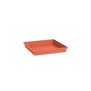 EDA - Soucoupe Carr&eacute;e Toscane 40 cm - pour Pot de Fleur Carr&eacute; Toscane 50 cm - 40 x 40 x H.5,9 cm - Orange Terre Battue