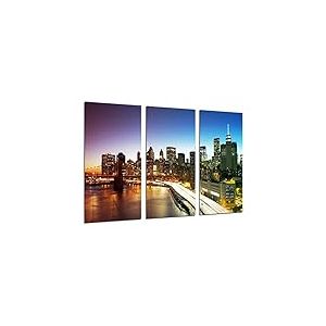 Cuadros Camara Tableau Moderne Photographique, Impression sur Bois, Ville New York Nuit, 97 x 62 cm, ref. 26283