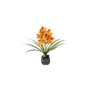 Orchidée cymbidium artificielle 40 cm avec feuilles et racines aériennes dans un pot en céramique orchidée phalaenopsis avec pot plante artificielle décoration mariage fleur en soie fleur réelle fleur