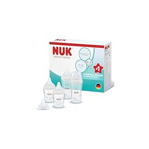 NUK Perfect Match Biberons | 0-3+ mois | 120 ml & 230 ml | Biberon anti-coliques | Verre | Indicateur de contr&ocirc;le de temp&eacute;rature | Arc-en-ciel | Lot de 4