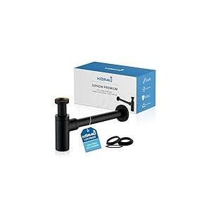 k&ouml;r4u Siphon de Design Premium 1 1/4 Pouces x 32 mm, Noir Mat, Forme carr&eacute;e, incluant Les Joints d'&eacute;tanch&eacute;it&eacute;, pi&egrave;ge &agrave; odeurs pour &eacute;vier, pi&egrave;ge &agrave; odeurs pour Tuyau, pour lavabo