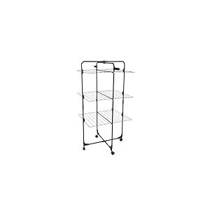 Beldray 30 Metre Tower Airer - 3 Tier Clothes Horse, Space Saving, Foldable Maiden, 10 Hanging Holes, Easy Manœuvre with Locking Wheels, 15kg Max Load, for Families, Laundry Hanger Drying Rack