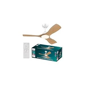 Philips Olas Ventilateur de Plafond, 3 Pales, Lumière LED 24 W, Moteur DC, Température de Couleur (3000 K-4300 K-6500 K) avec Fonction Variateur, Télécommande Incluse, blanc, 42"