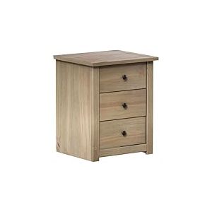 Vida Designs Panama Table de Chevet à 3 tiroirs en pin ciré Massif, Bois, Naturel