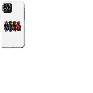 Trois singes de la Sagesse utilisent Un Smartphone. Funny Four Wise Monkeys Coque pour iPhone 11 Pro