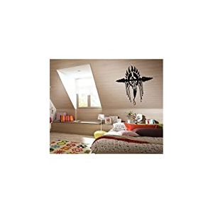 Tatoutex Stickers Motif Indien et Plume - Gris Clair, L 43cm x H 40cm