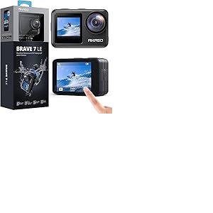 AKASO Brave 7 LE Caméra Sport 4K 30FPS 20MP WiFi, Action Cam 40M avec Écran Tactile IPX7, Caméra Stabilisateur EIS 2.0 avec Double Écran et Télécommande pour le Ski, la Natation, le Surf et la Plongée