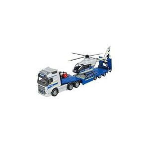Majorette 213716000 Grand Series SOS Volvo FH-16 Camion de Police avec hélicoptère moulé sous Pression, Multicolore, Taille Unique