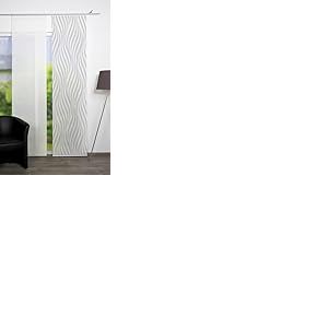Vision S Panneau Coulissant Semi-Transparent Wave Aspect Bambou, Impression numérique, côtés découpés au Laser, Couleur : Gris, Dimensions : 245 x 60 cm, Nombre : 1