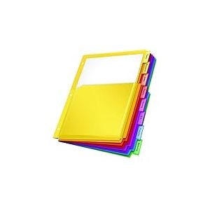 Oxford Lot de 3 intercalaires extensibles en plastique pour classeur à 3 anneaux, poches avant extensibles flexibles, 8 onglets, onglets multicolores insérables, format lettre, 89605