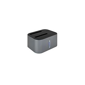 Station d'accueil USB 3.0/3.1 Gen 1, Compatible avec HDD/SSD de 2,5" et 3,5", Bouton de clonage, Gris/Noir.
