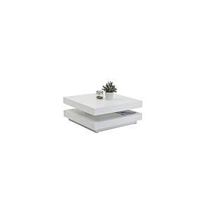 Hela Tische, Table Basse de Salon Andy, carrée, matériau dérivé du Bois, Plateau de Table pivotant à 360°, Blanche, 67 x 67 x 35 cm