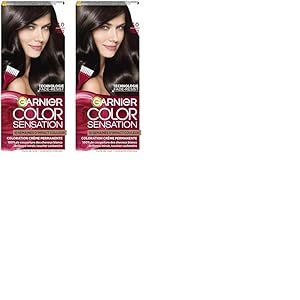 Garnier Color Sensation Coloration - Châtain Foncé 3.0 - Coloration Crème Permanente - Tous Types de Cheveux - Couleur jusqu'à 10 Semaines & Couvre les Cheveux Blancs 100% (Lot de 2)