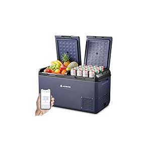 AAOBOSI Glaciere Electrique: 75L Glaciere a Compression, -20℃ &agrave; 20℃ Frigo Compression 12v avec APP contr&ocirc;le, Double Zone Glaciere Electrique 12v 220v pour Voiture, Camion, Camping-Car
