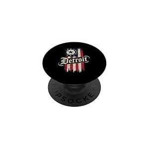 Detroit T-Shirt Michigan Drapeau Am&eacute;ricain USA 313 R&eacute;tro PopSockets PopGrip Adh&eacute;sif