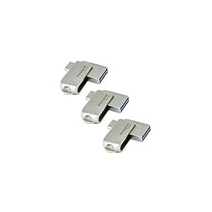 Integral 3Pack 64 Go – Clé USB Dual 3.2 Gen 1 (Type-C et A), Design Rotatif métallique, Rapide et Pratique. Plug & Play. Compatible avec iPhone 15/16, MacBook Pro/Air, iPad Pro.