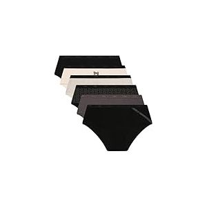 DIM Les Pockets Coton Stretch Colorés x6 Boxer, Lot Noir Logo/Lot Nœud Noir, XL 6 Femme