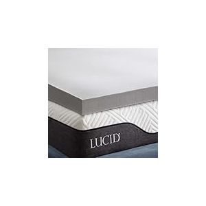 LUCID Surmatelas de 7,5 cm en Mousse &agrave; m&eacute;moire de Forme au de Charbon de Bambou &ndash; Surmatelas 90 x 190 cm