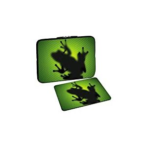 PEDEA Housse pour Ordinateur Portable jusqu'à 13,3" avec Tapis de Souris Motif Grenouille Verte