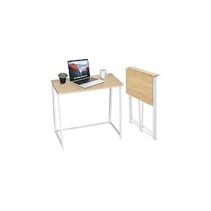 Meuble Cosy Petits Espaces Table d'Ordinateur Pliante pour Bureau Domicile Poste de Travail Style scandinave Pieds en M&eacute;tal 80x40x74cm Ch&ecirc;ne