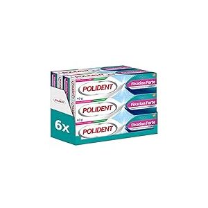 Polident - Fixation Forte - Crème Adhésive Forte Toute La Journée - Pour Prothèses Dentaires Partielles ou Complètes - lot de 6x40g