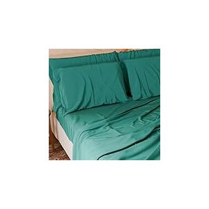 PETTI Artigiani Italiani - Parure de lit 4 places et demie françaises, douces et respirantes, Parure de lit avec drap plat, drap housse avec coins élastiques et 2 taies d'oreiller pour draps en laiton
