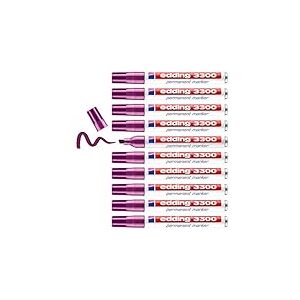 edding 3300 Marqueur permanent - magenta - 10 stylos - pointe biseaut&eacute;e 1,5-3 mm - s&egrave;che vite - r&eacute;siste &agrave; l'eau et &agrave; l'essuyage - pour carton, plastique, bois, m&eacute;tal - marqueur universel