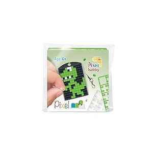 Pixel P23109 - Médaillon mosaïque Dino, Porte-clés pour Enfants à décorer soi-même, système d'enfichage très Facile, sans Repassage ni Collage, tesselles en bioplastique
