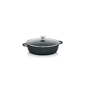 kela Fonte d'aluminium Poêle à braiser 32 cm bord haut KERROS, Poêle à servir à induction avec couvercle, Poêle à paella