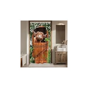 Riyidecor Stall Lot de 7 Rideaux de Douche en Polyester imperméable Motif Vache des Highlands 91,4 x 183 cm
