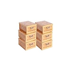 Lot de 6 Bo&icirc;tes de Rangement Carte G&eacute;ographique 40&times;50&times;25 cm &ndash; Carton &Eacute;pais, Made in Italy, Design Italien &Eacute;l&eacute;gant &ndash; Faciles &agrave; Monter, Solides, avec Poign&eacute;es