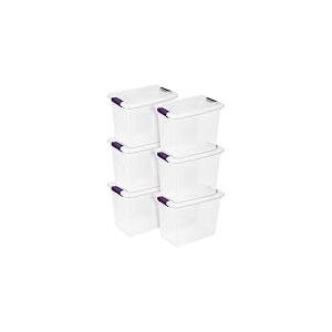 Sterilite 17631706 27 quart/26 Litre Clearview Latch Box Clair, avec de Jolies loquets de Prune, 6-Pack